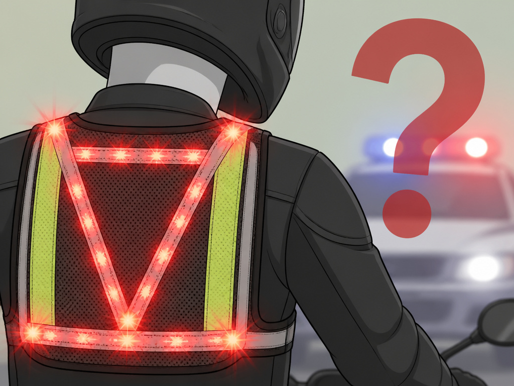 Legal ambiguity of a flashing red light on a motorcycle safety vest