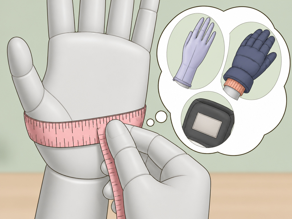 Measuring hand for motorcycle gloves with considerations for women's fit, winter liners, and brand sizing.